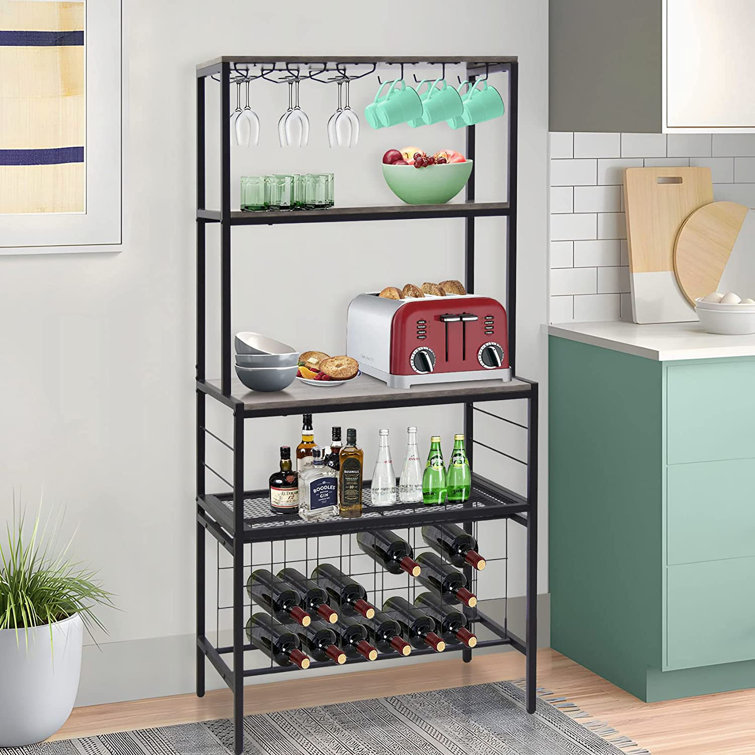 Borough Wharf Pinedale 24 Bottle Floor Wine Bottle & Glass Rack in Grey